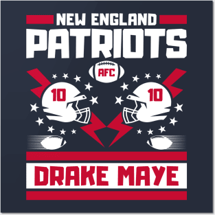 New England Patriots Drake Maye 10 Football Players Posters and Art
